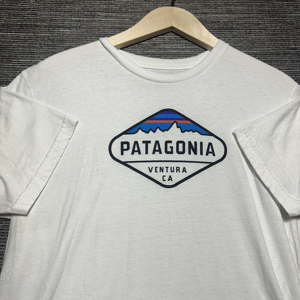 Patagonia Shirt Men's L White Short Sleeve Slim Fit Ventura CA